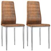 Dining Chairs 2 pcs faux Suede Leather Brown