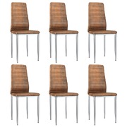 Dining Chairs 6 pcs Brown Faux Suede Leather