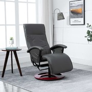 Swivel TV Armchair Grey Faux Leather