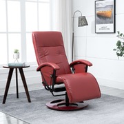 Swivel TV Armchair Wine Red Faux Leather