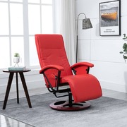 Swivel TV Armchair Red Faux Leather
