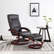 Reclining Chair with Footstool Brown Faux Leather