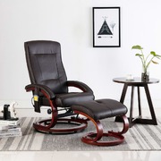 Massage Recliner with Footstool faux Leather Brown