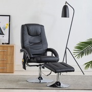 Massage Recliner with Footstool faux Leather Black