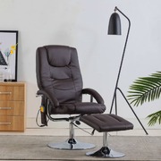 Massage Recliner with Footstool faux Leather -Brown