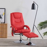 Massage Recliner with Footstool faux Leather -Red