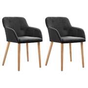 Dining Chairs 2 pcs Dark Grey Fabric and Solid Oak Wood