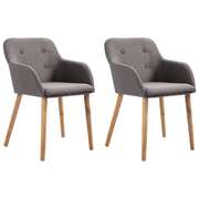 Dining Chairs 2 pcs Taupe Fabric and Solid Oak Wood
