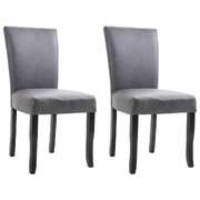 2 pcs Dining Chairs  Grey faux Suede Leather