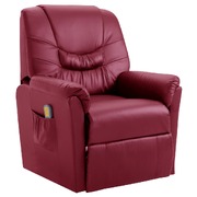 Massage Recliner Chair faux Leather Wine Red