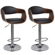 Bar Stools 2 pcs Bent Wood and faux Leather