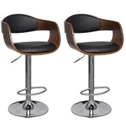 Bar Stools 2 pcs Bent Wood and faux Leather