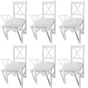 Dining Chairs 6 pcs White Pinewood