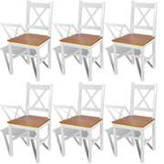Dining Chairs 6 pcs White Pinewood
