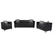 Sofa Set Artificial Leather 3-Seater 2-Seater Armchair Black