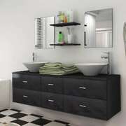 Seven Piece Bathroom Furniture and Basin Set Black