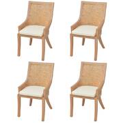 Dining Chairs 4 pcs Rattan and Solid Mango Wood