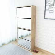 Shoe Cabinet 4-Layer Mirror Oak
