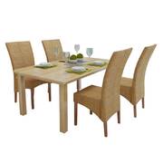 Dining Chairs 4 pcs Brown Natural Rattan