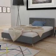 Bed with Memory Foam Mattress Dark Grey Fabric Queen Size