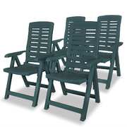 Reclining Garden Chairs 4 pcs Plastic Green