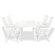 5 Piece Outdoor Dining Set Plastic White