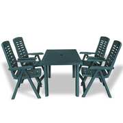 5 Piece Outdoor Dining Set Plastic Green