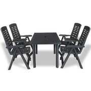 5 Piece Outdoor Dining Set Plastic Anthracite