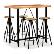5 Piece Bar Set Solid Sheesham and Reclaimed Wood