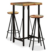 3 Piece Bar Set Solid Reclaimed Wood