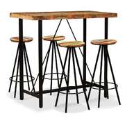 5 Piece Bar Set Solid Reclaimed Wood