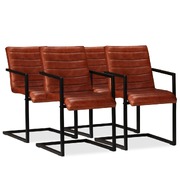 Dining Chairs 4 pcs Brown Real Leather