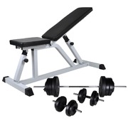  Workout Bench with Barbell and Dumbbell  Set
