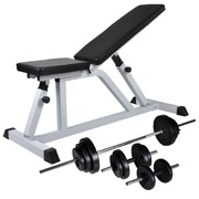  Workout Bench with Barbell and Dumbbell Set