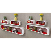 Wall Cube Shelves 6 pcs Red and White