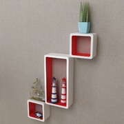 Wall Cube Shelves 6 pcs White and Red