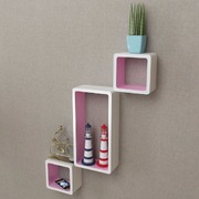 Wall Cube Shelves 6 pcs White and Pink