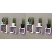 Wall Cube Shelves 6 pcs White and Purple