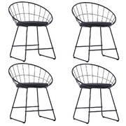 Dining Chairs with faux Leather Seats 4 pcs Black Steel