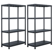 Storage Shelf Racks 2 pcs Black 200 kg 80x40x138 cm Plastic