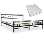 Bed with Memory Foam Mattress Black Metal 137x187 cm Double