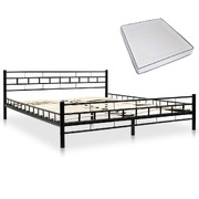 Bed with Memory Foam Mattress Black Metal 153x203 cm Queen