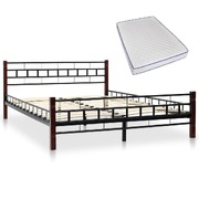 Bed with Memory Foam Mattress Black Metal 137x187 cm Double