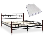 Bed with Memory Foam Mattress- Black Metal  Double