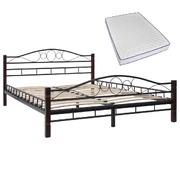 Bed with Memory Foam Mattress Black Metal 137x187 cm Double