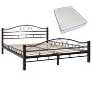 Bed with Memory Foam Mattress Black Metal  Double