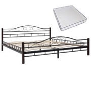 Bed with Memory Foam Mattress Black Metal 183x203 cm King
