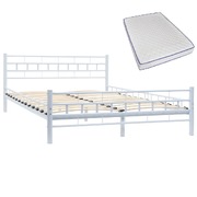 Bed with Memory Foam Mattress White Metal 137x187 cm Double