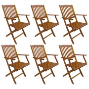 Folding Outdoor Chairs 6 pcs Solid Acacia Wood