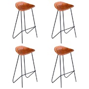 Bar Chairs 4 pcs Brown Real Leather